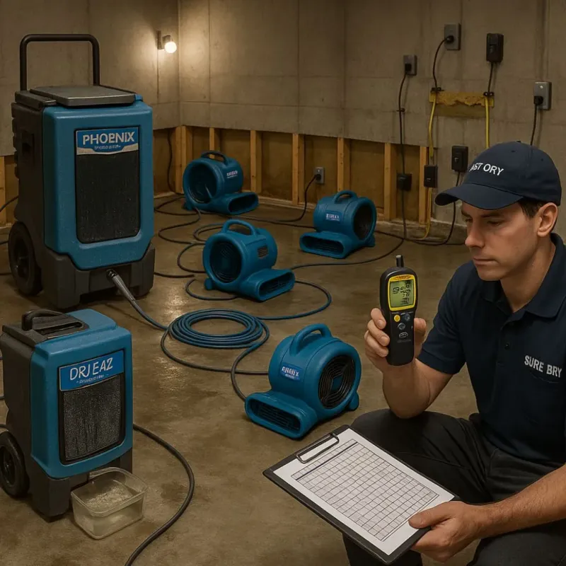 Structural Drying and Dehumidification process in Erick, OK